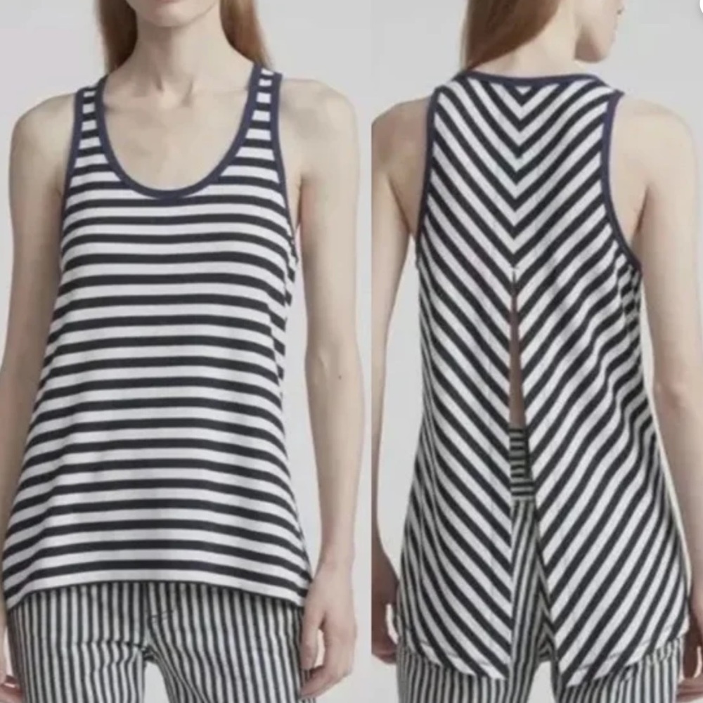NWT Rag & Bone Kat Split Back XSmall Navy Blue and White